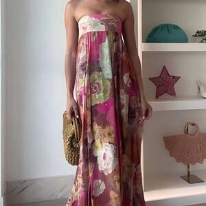 Floral Strapless Maxi Dress